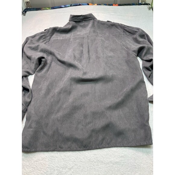 Trust Mens Casual Suede Shirt Size Xl Button Up Long Sleeve Brown Pocket Gray - Picture 5 of 7